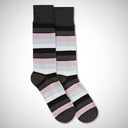 Black, Blush, Silver, & White Gray Striped Sock
